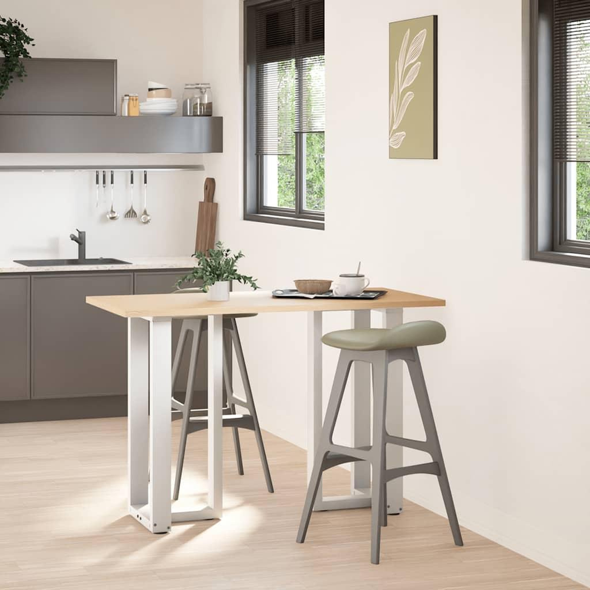 Voir la diapositive 2 : VIDAXL Pieds de table de bar forme de T 2 pcs blanc 50x35x(90-91) cm