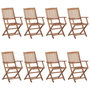 Voir la diapositive 2 : VIDAXL Chaises pliables de jardin lot de 8 avec coussins Bois d'acacia
