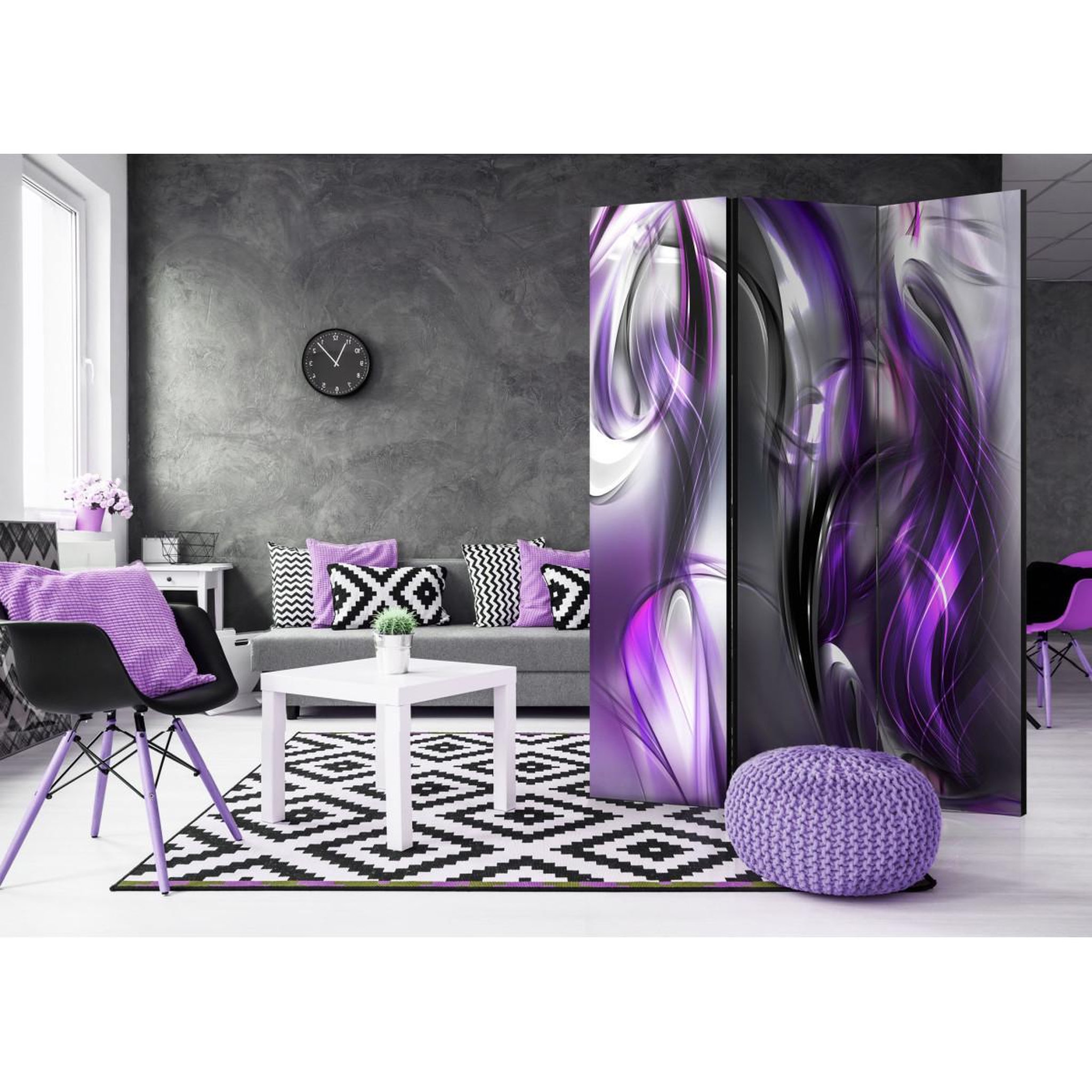 Voir la diapositive 2 : Paris Prix Paravent 3 volets  purple swirls  135x172cm
