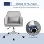 Voir la diapositive 6 : HOMCOM Chaise de bureau velours fauteuil bureau massant coussin lombaire intégré hauteur réglable pivotante 360° gris clair