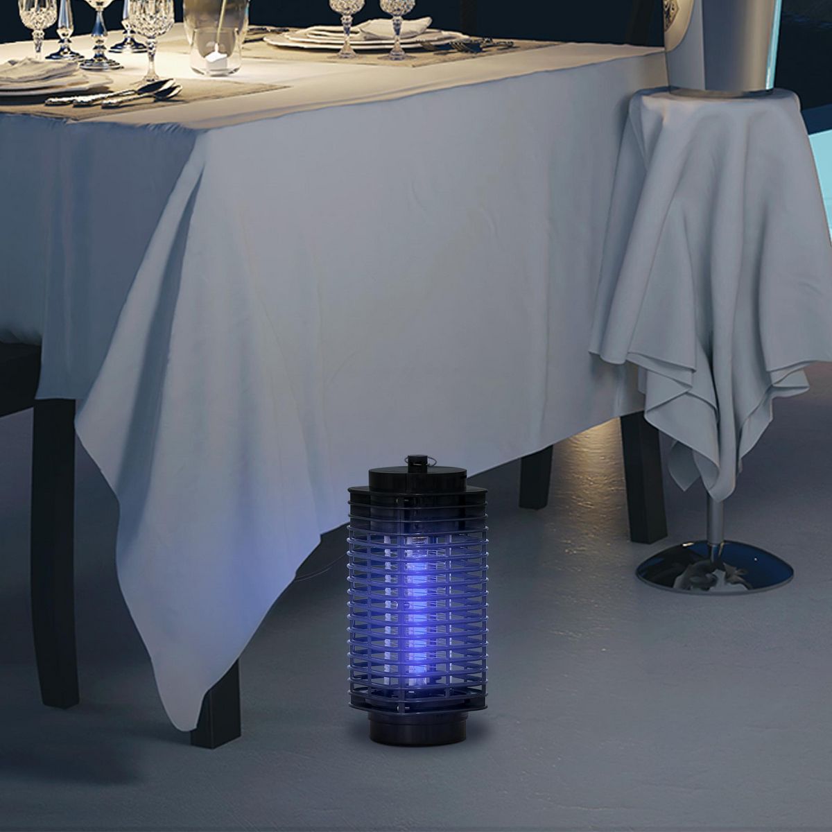 OUTSUNNY Outsunny Lampe anti-insectes anti moustique design lanterne tue mouche électrique destructeur d'insectes LED 3 W noir