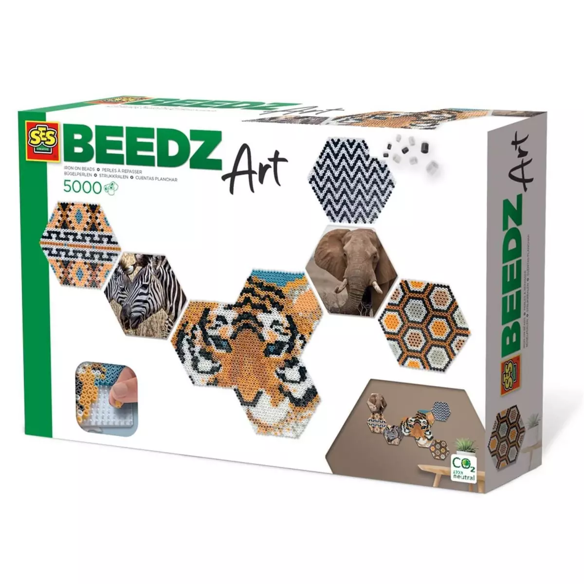 SES Creative Perles à repasser : Beedz Art - Hex tiles safari