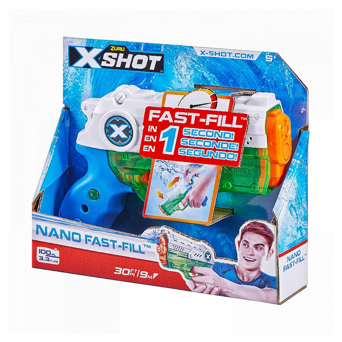 ZURU Pistolet à Eau Xshot Nano Fast Fill - Idéal pour les Batailles d'Été