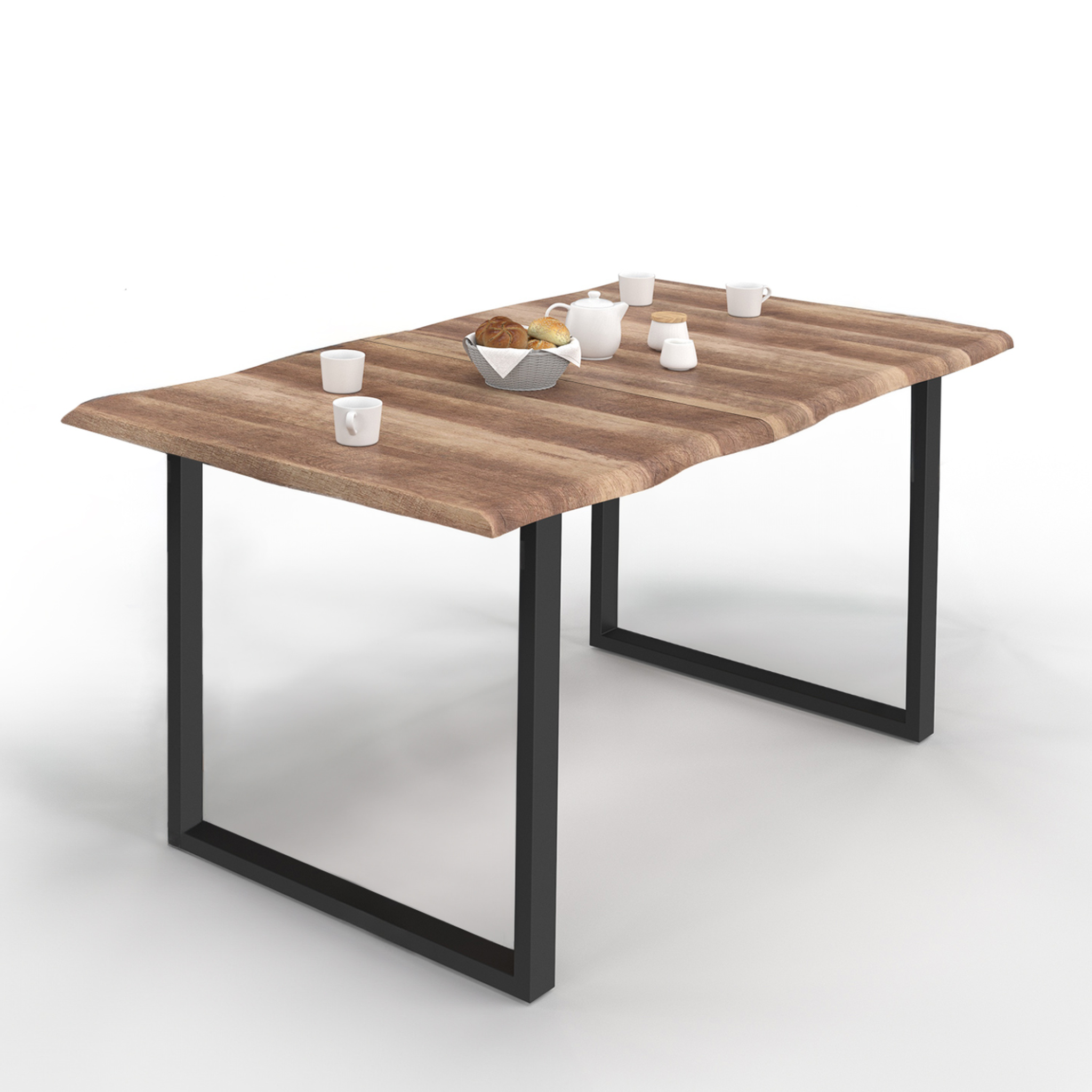 ID MARKET Table à manger rectangle dakota 6 personnes pieds forme en u design industriel 160 cm