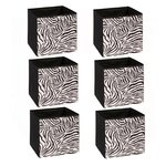 FIVE Lot de 6 boîtes de rangement ZEBRA - L. 31 x l. 31 x H. 31 cm - Noir