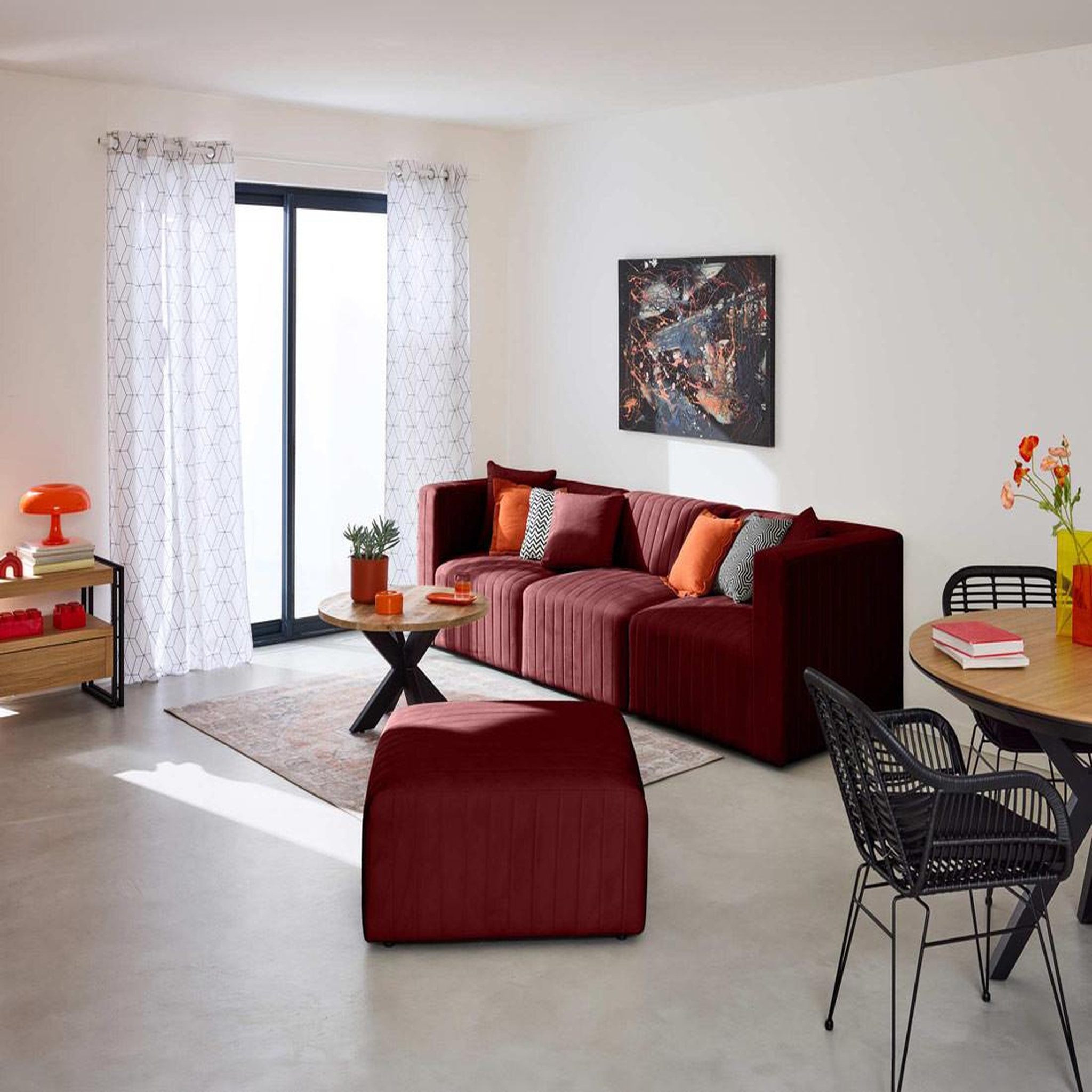 Voir la diapositive 2 : BEST MOBILIER Nova - pouf modulable - en velours