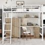 Voir la diapositive 4 : MERAX Lit mezzanine 90x200cm métal et mdf coloris blanc