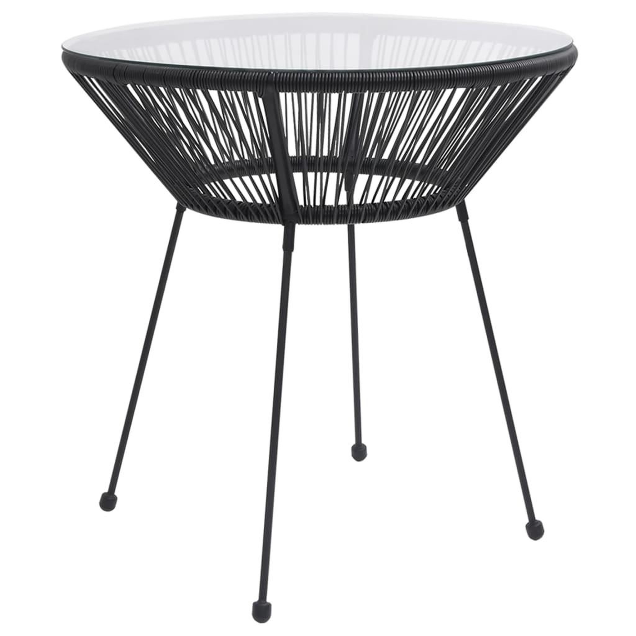 VIDAXL Table a manger de jardin Noir Ø70x74 cm Rotin et verre