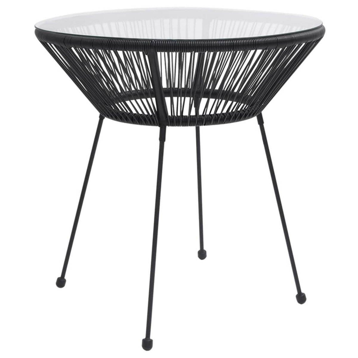 VIDAXL Table a manger de jardin Noir Ø70x74 cm Rotin et verre