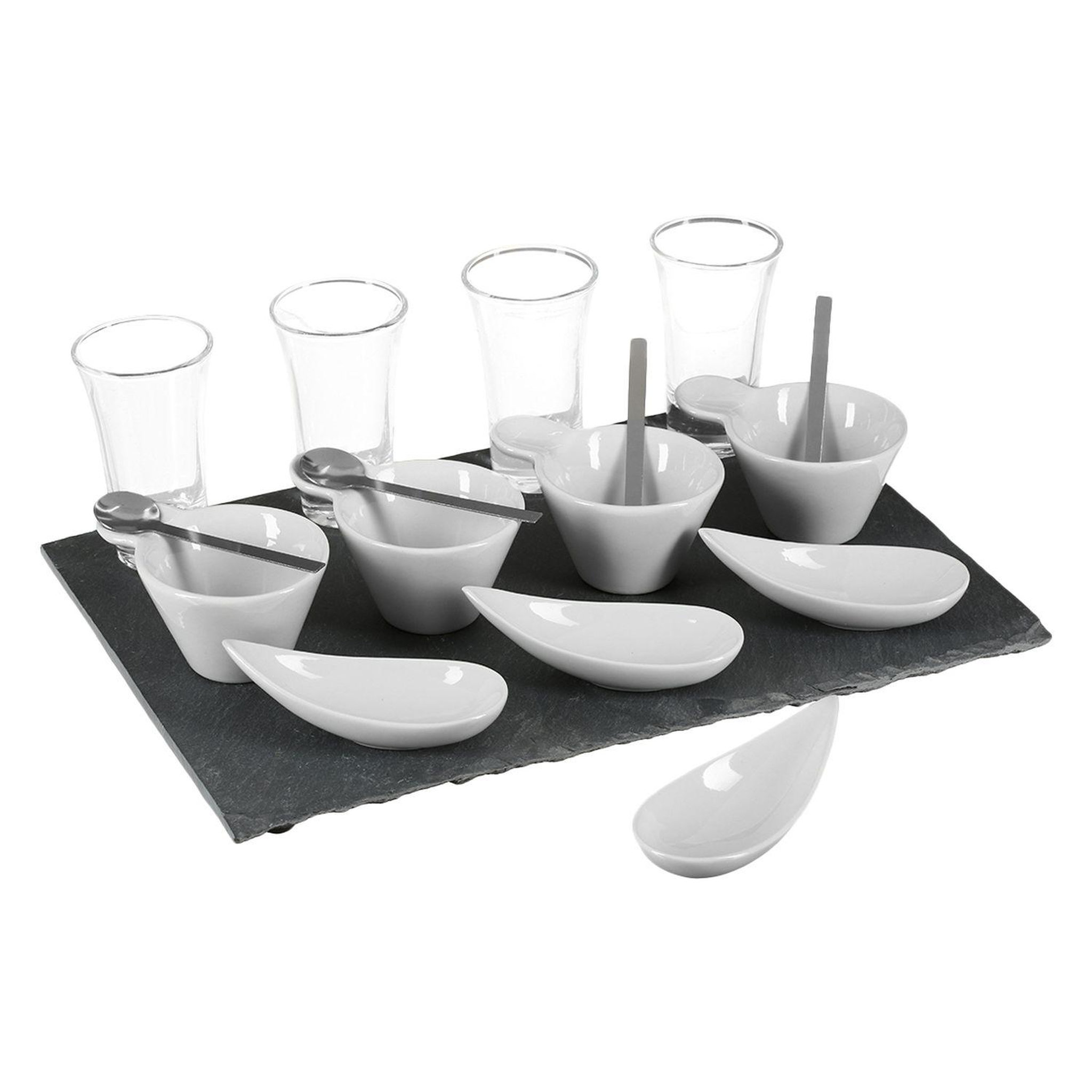 SECRET DE GOURMET Set de présentation apéritif - 17 pièces - Plateau en ardoise