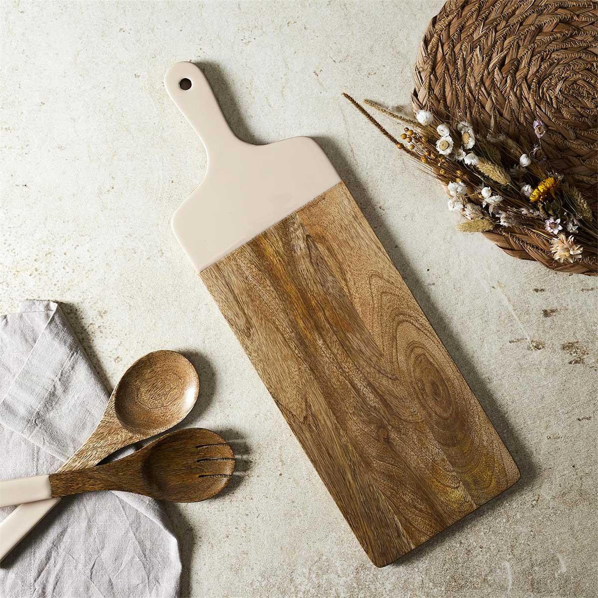Voir la diapositive 3 : The Home Deco Factory Planche de présentation uni en bois  dune  58cm beige