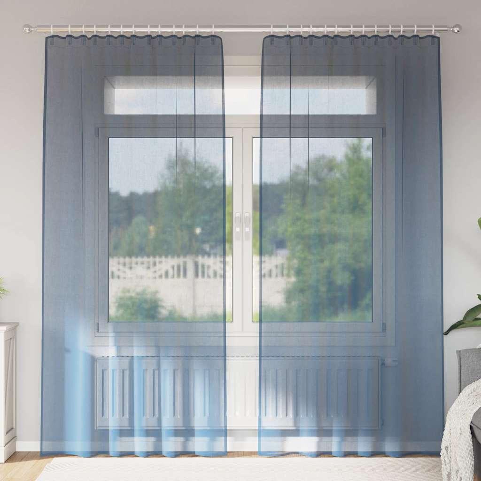 VIDAXL Rideaux en voile avec boucles 2 pcs bleu royal 140x245 cm