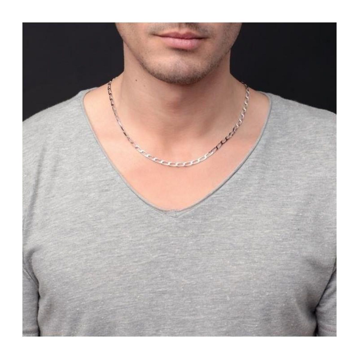 L'ATELIER D'AZUR Collier / Chaîne Argent 925 - Maille Cheval - Homme 60 cm