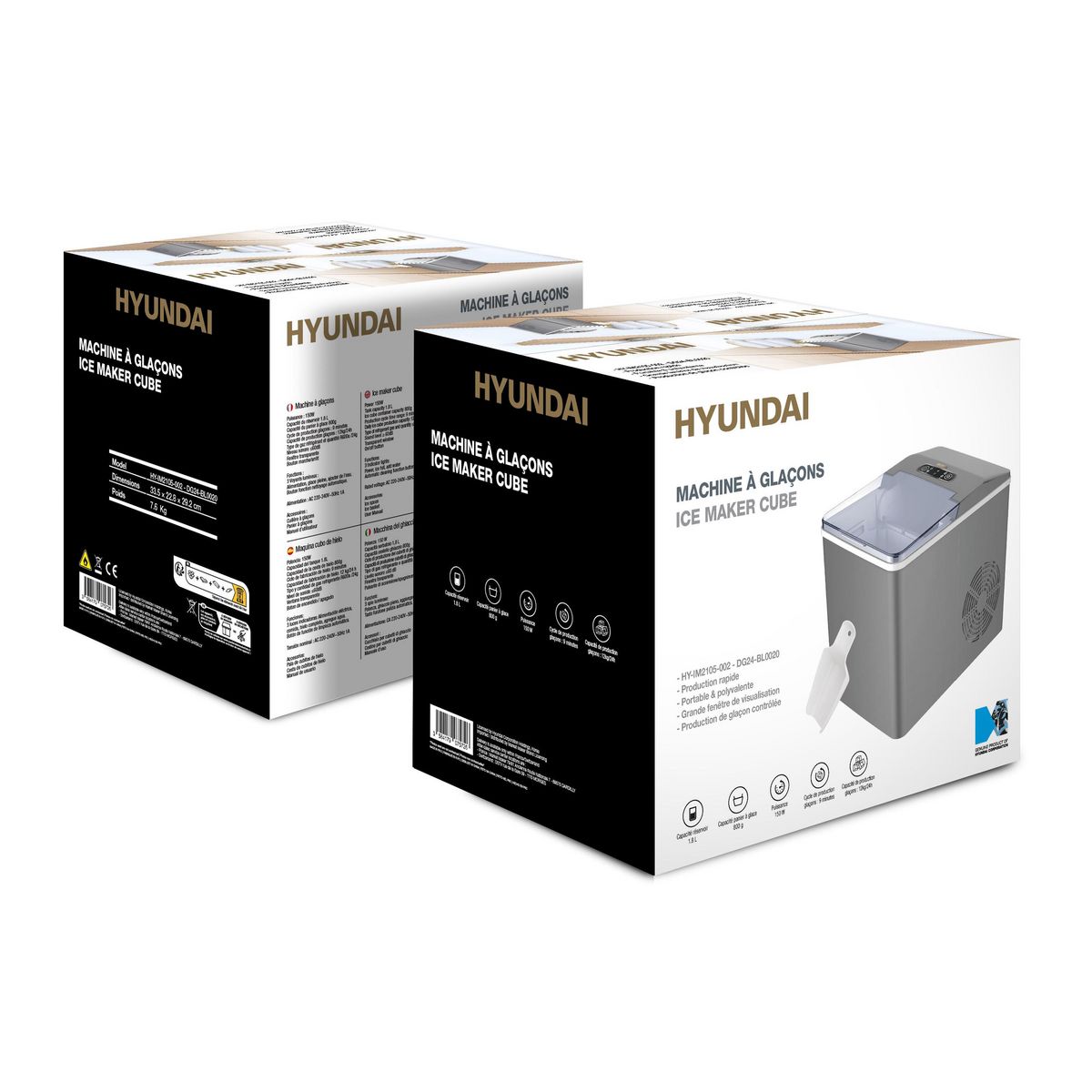 Hyundai Machine à glaçon 1200w 12kg gris - HY-IM2105-001