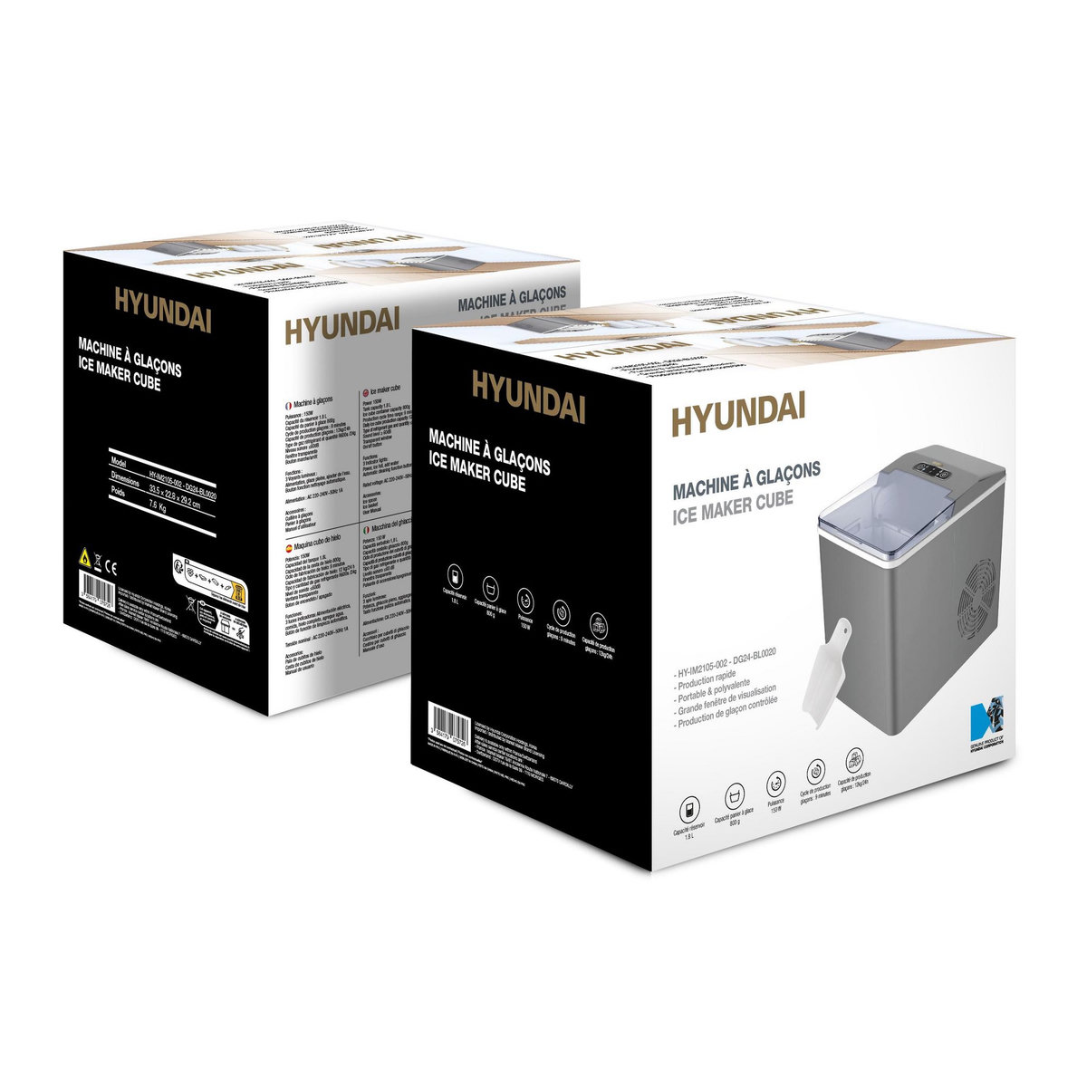 Hyundai Machine à glaçon 1200w 12kg gris - HY-IM2105-001