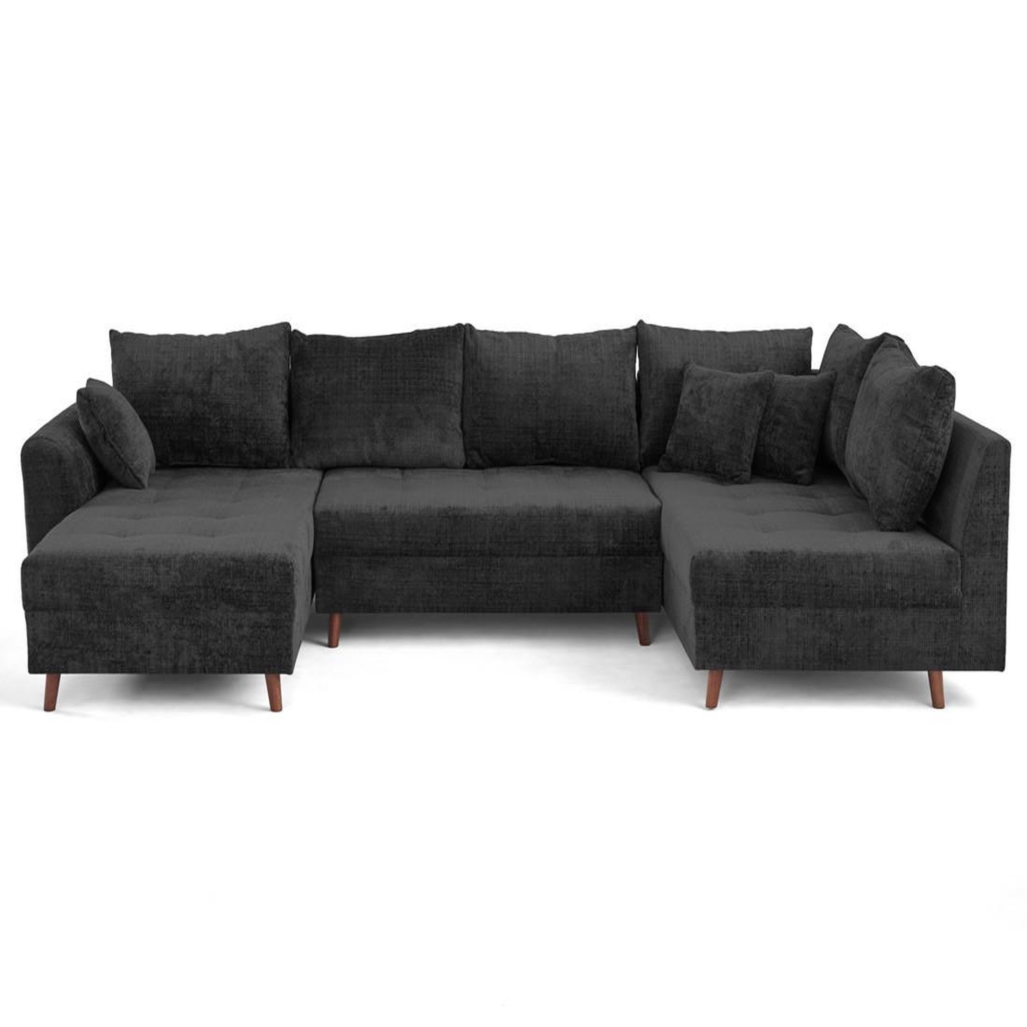 Voir la diapositive 1 : BEST MOBILIER Rune - canapé panoramique d'angle droit 7 places en velours texturé