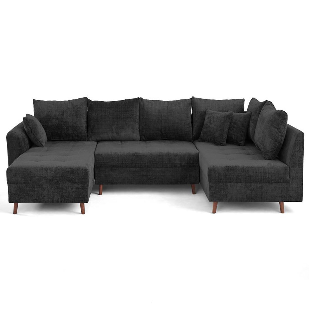 LISA DESIGN Rune - canapé panoramique d'angle droit 7 places en velours texturé