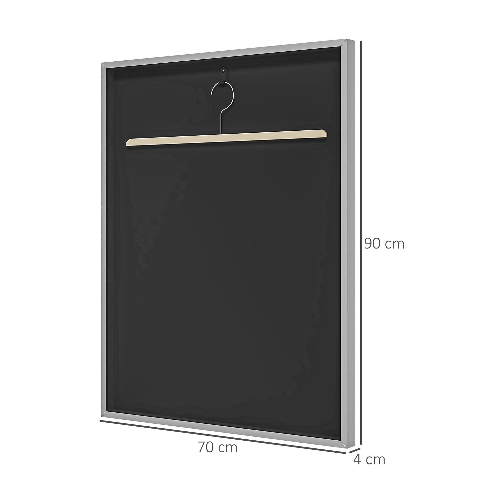 Voir la diapositive 3 : HOMCOM Frame box T-frame cadre aluminium pour maillot porte acrylique doublure interne feutre 70 x 90 cm argent