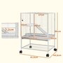 Voir la diapositive 3 : PAWHUT Cage pour rongeurs furet chinchilla plateforme rampe 2 portes biberon gamelle plateau étagère acier gris clair
