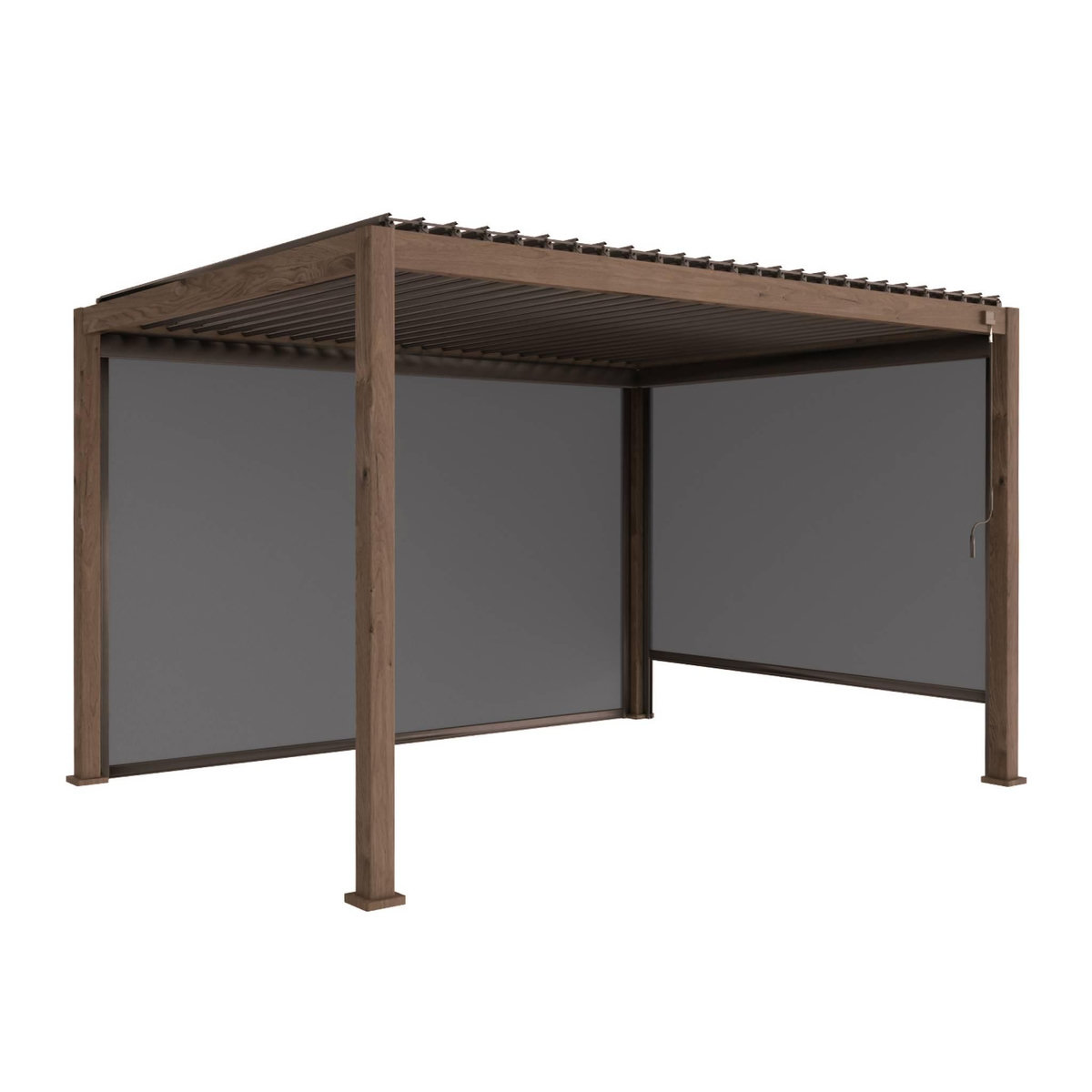 SWEEEK Pergola Bioclimatique gris anthracite 4x3m, aluminium à lames orientables + store 3m + store 4m