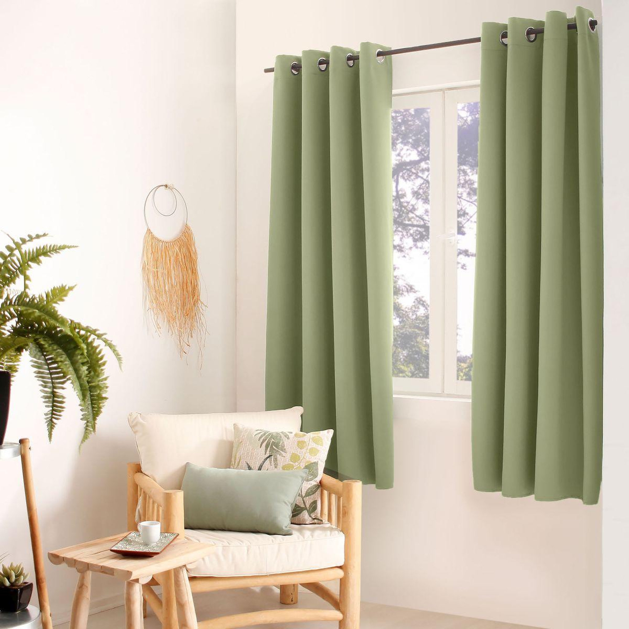 ENJOY HOME Rideau occultant à œillets  reglisse  140x180cm vert olive