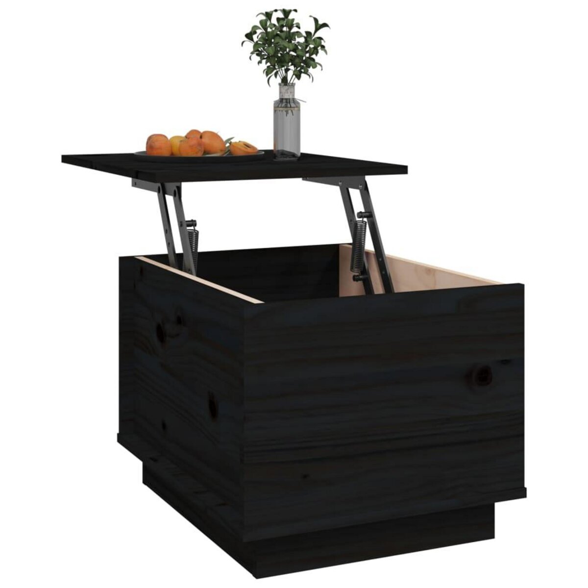 VIDAXL Table basse Noir 40x50x35 cm Bois massif de pin