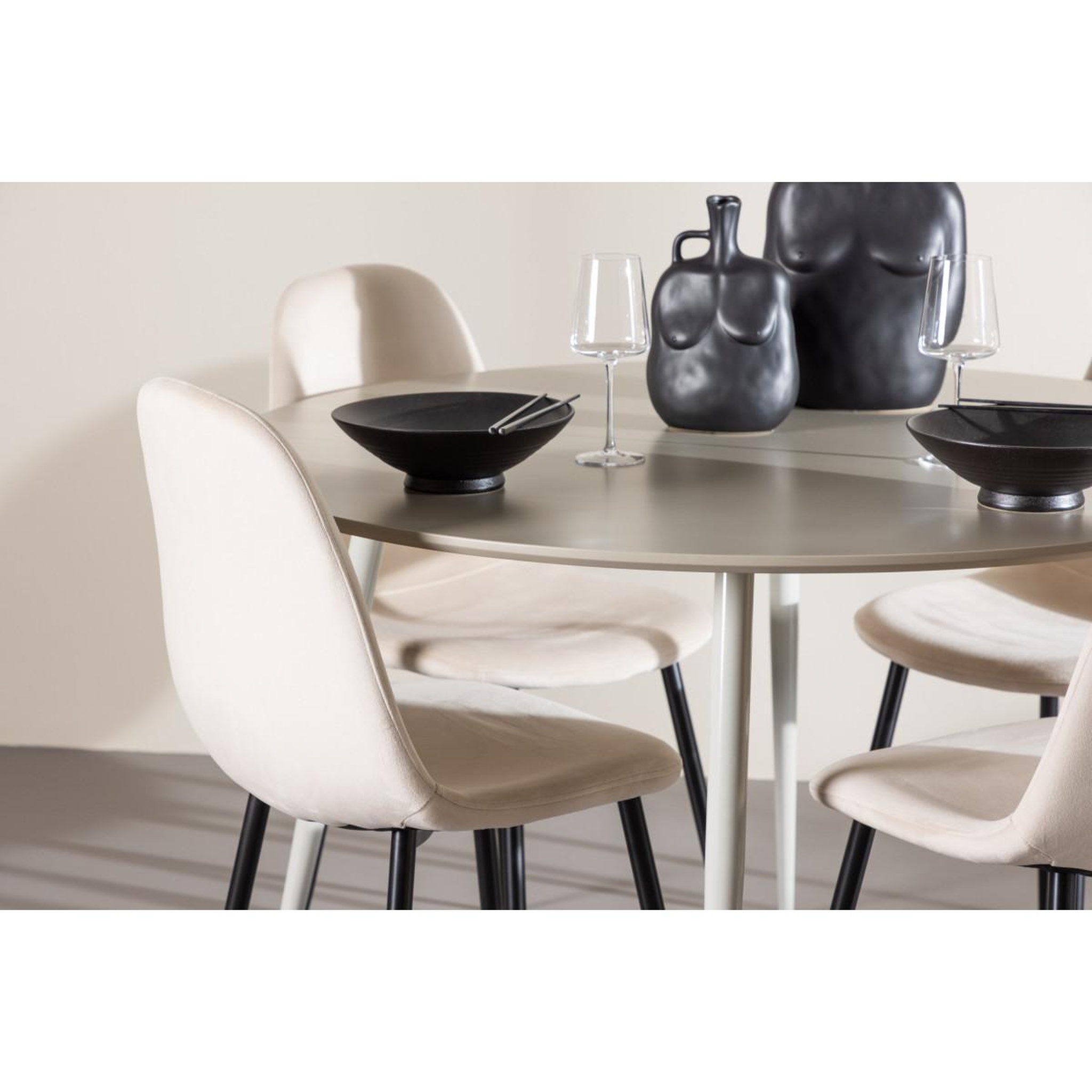 Voir la diapositive 4 : Paris Prix Ensemble table à manger & 4 chaises  plaza & polar  120cm beige