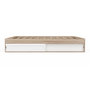 Voir la diapositive 3 : ID MARKET Cadre de lit double SALEM avec rangements et sommier 160 x 200 cm façon hêtre et blanc