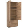 Voir la diapositive 4 : MARKET24 Armoire IMAGE 7 - Décor chene - 2 portes + 2 tiroirs - L80 x H191 x P40 cm