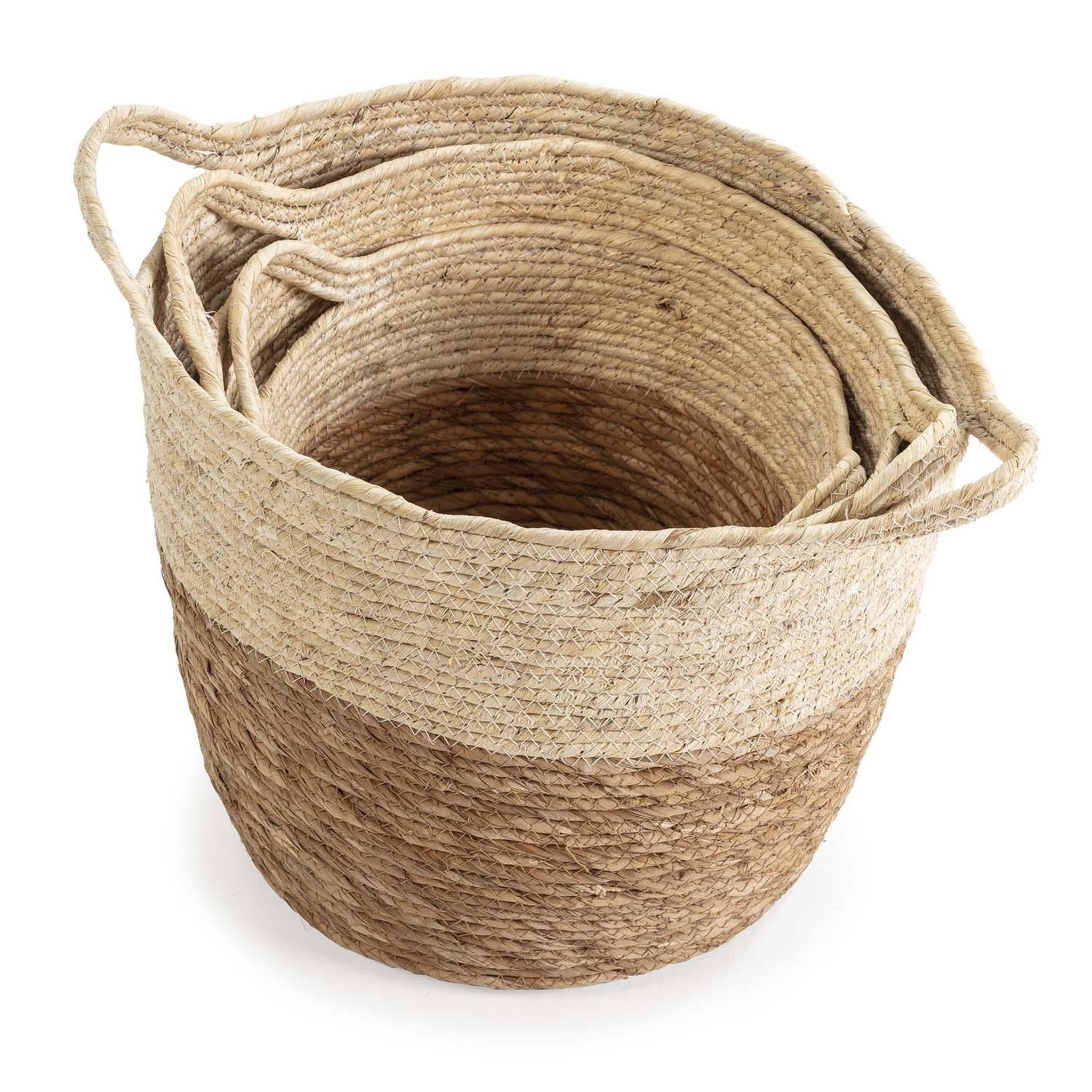 Voir la diapositive 3 : VS VENTA-STOCK Set de 3 paniers Brais fibre naturelle, blanc/naturel