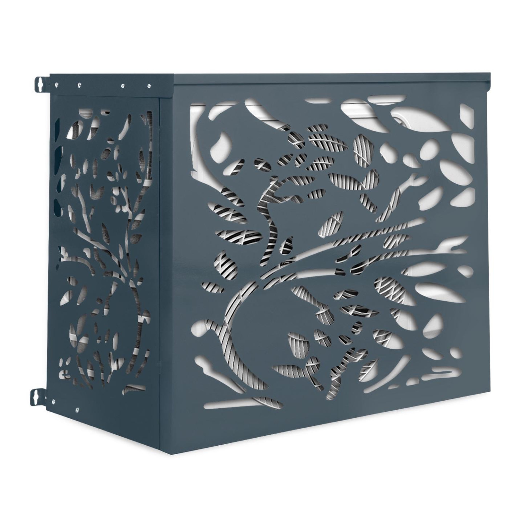 ID MARKET Cache climatiseur en métal gris anthracite LIS protection unité extérieur 95 x 50 x 80 cm