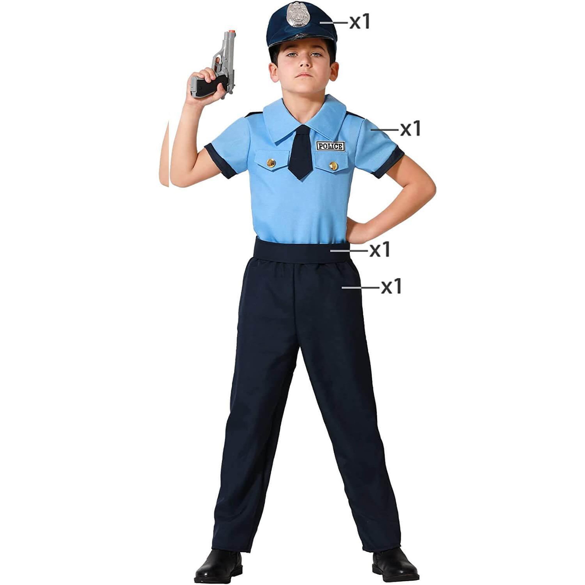 Voir la diapositive 2 : ATOSA Déguisement Policier uniforme - Garçon - 5/6 ans (110 à 116 cm)