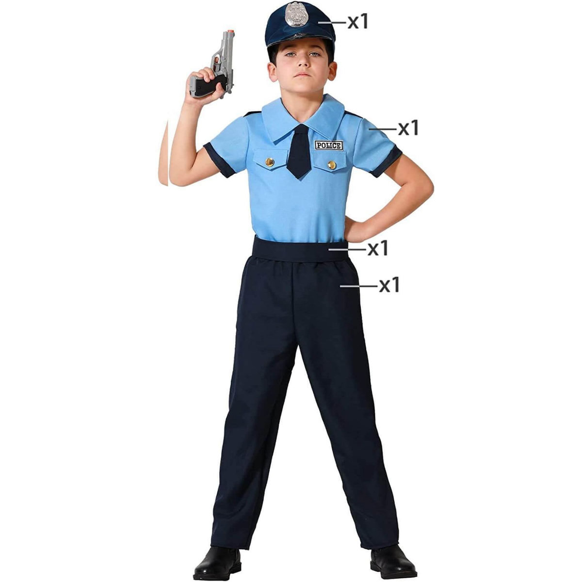 ATOSA Déguisement Policier uniforme - Garçon - 5/6 ans (110 à 116 cm)