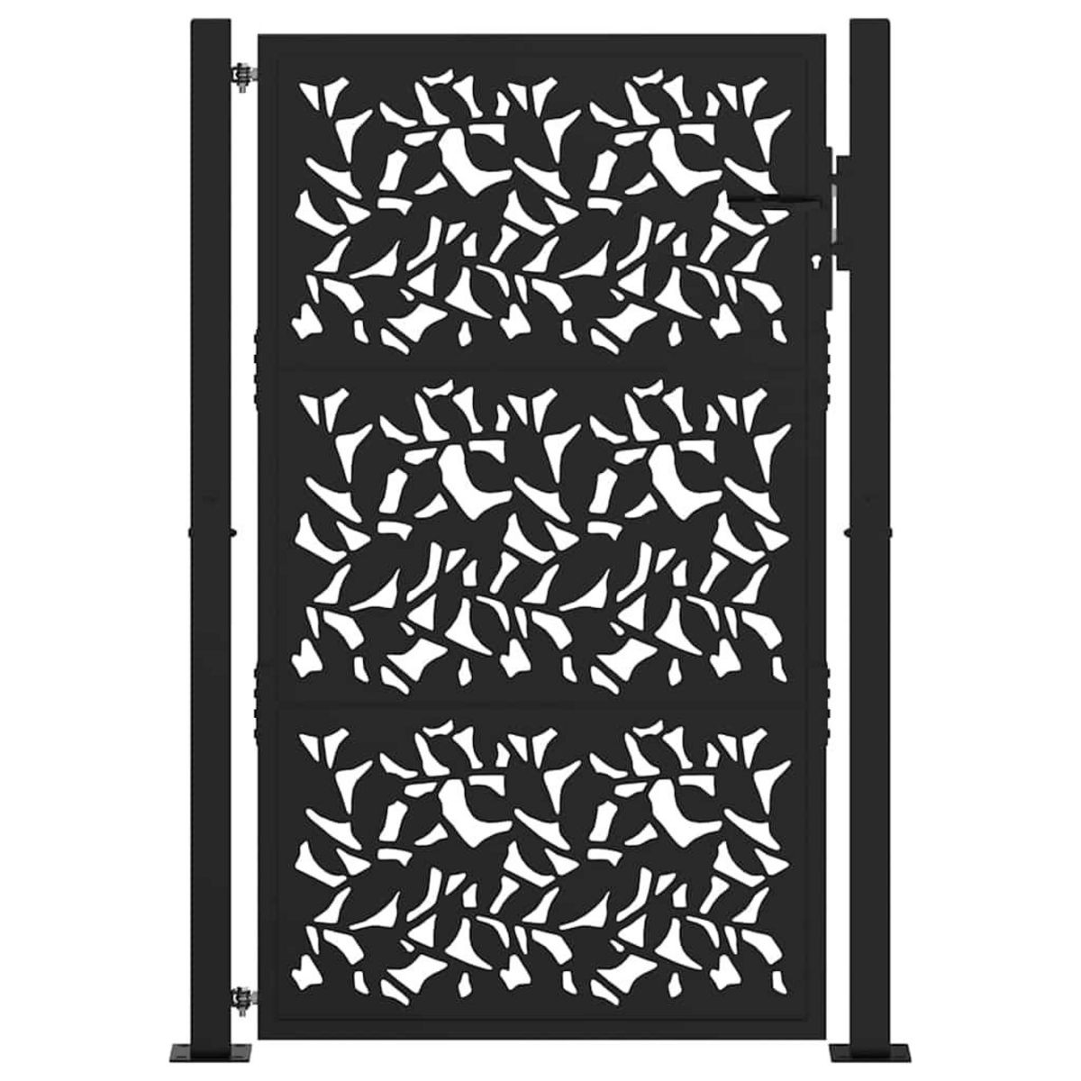 VIDAXL Portail de jardin noir 105x155 cm acier conception de feuilles