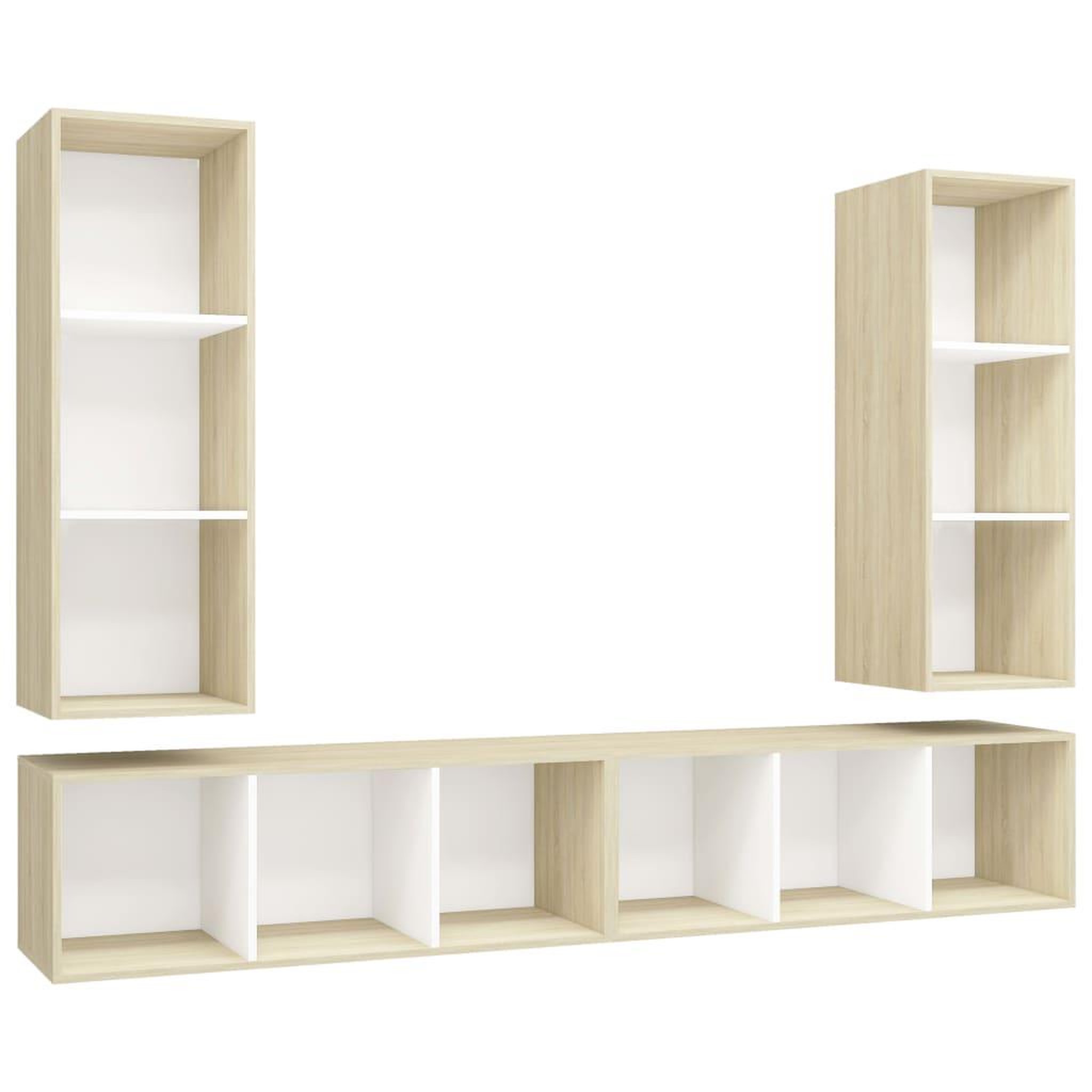 Voir la diapositive 2 : VIDAXL Meubles TV muraux 4 pcs Blanc et chene sonoma Bois d'ingenierie