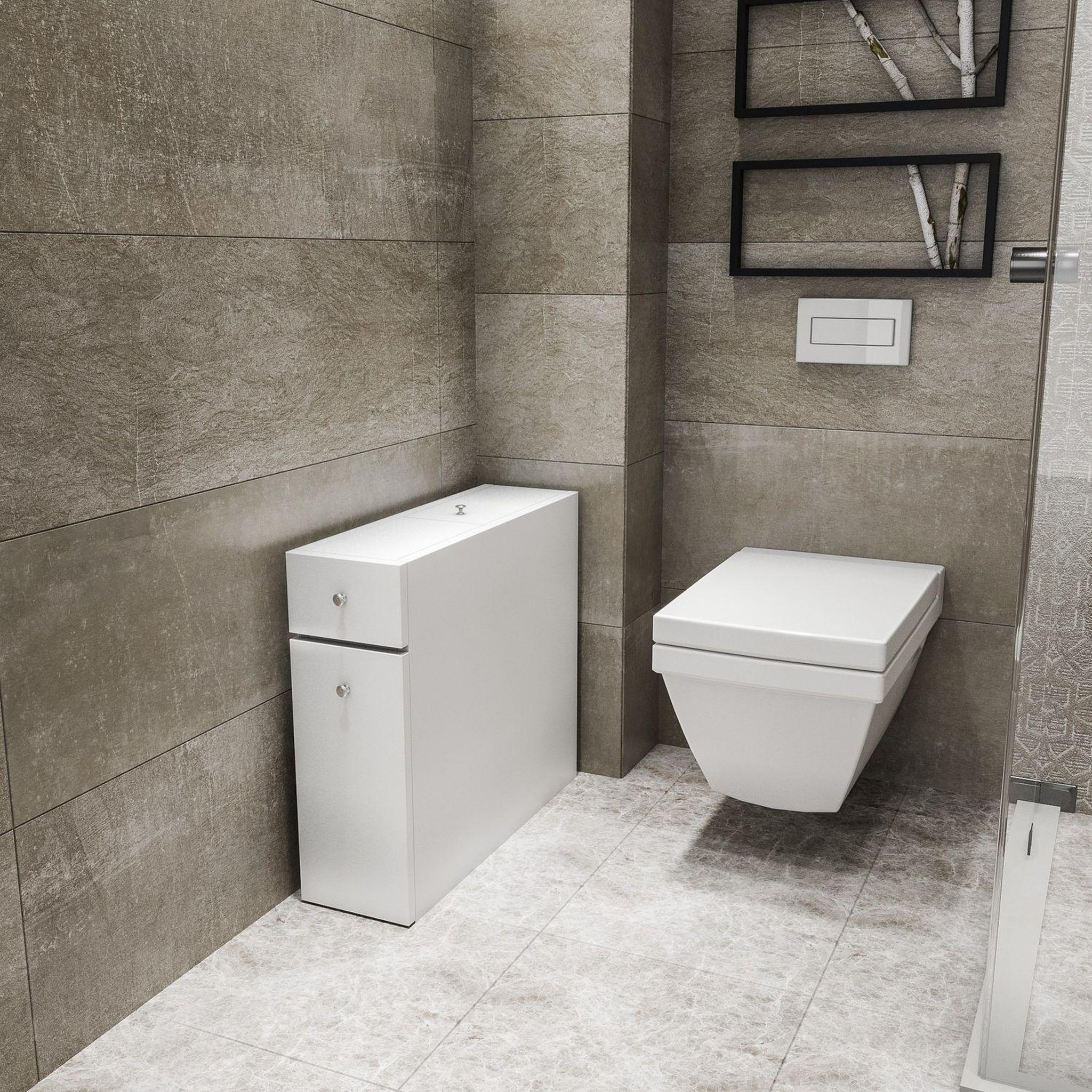 Voir la diapositive 2 : TOILINUX Rangement de salle de bain compact 2 tiroirs et une porte