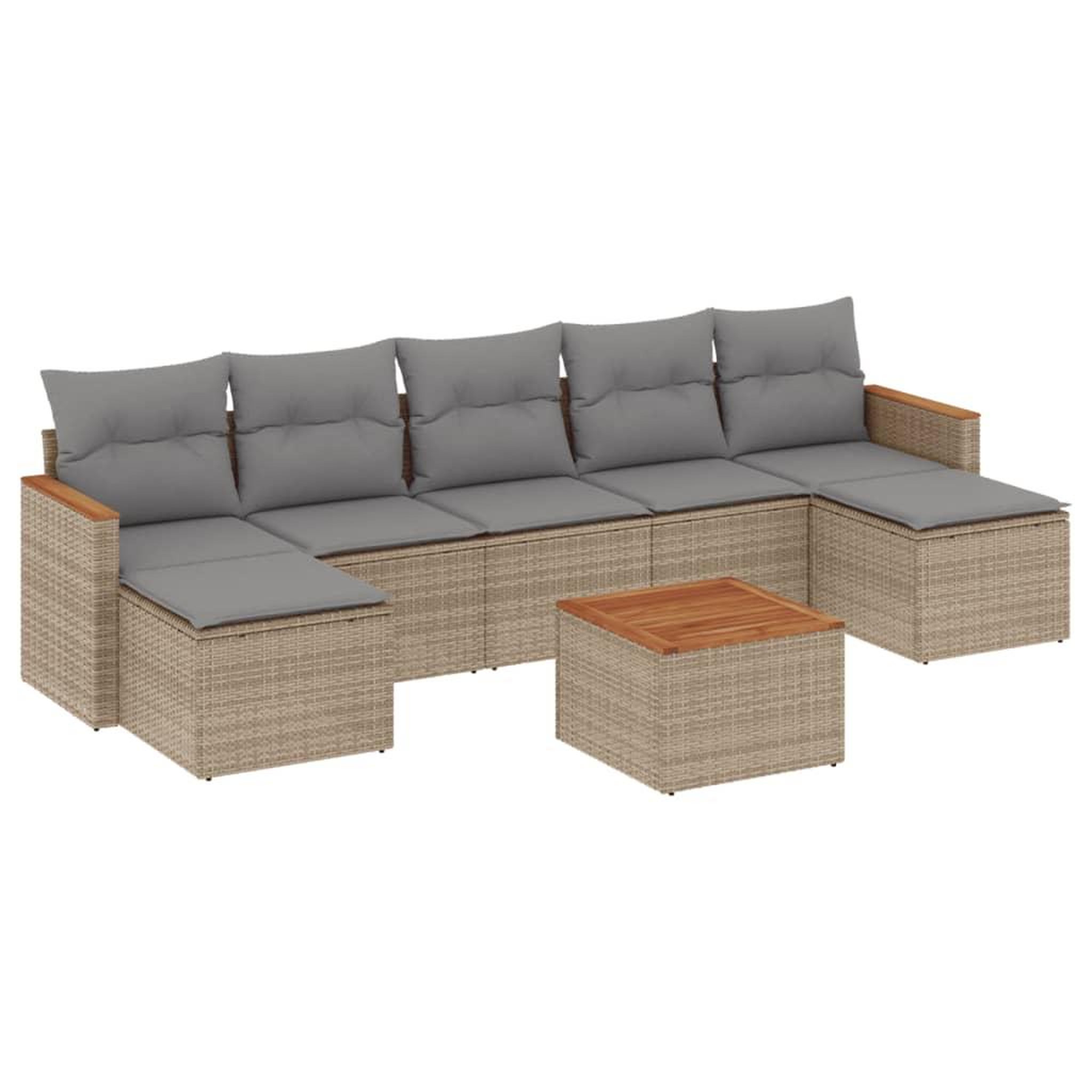 Voir la diapositive 2 : VIDAXL Salon de jardin avec coussins 8pcs melange beige resine tressee