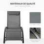 Voir la diapositive 6 : OUTSUNNY Bain de soleil transat design contemporain inclinable multi-positions tétière amovible incluse alu textilène gris