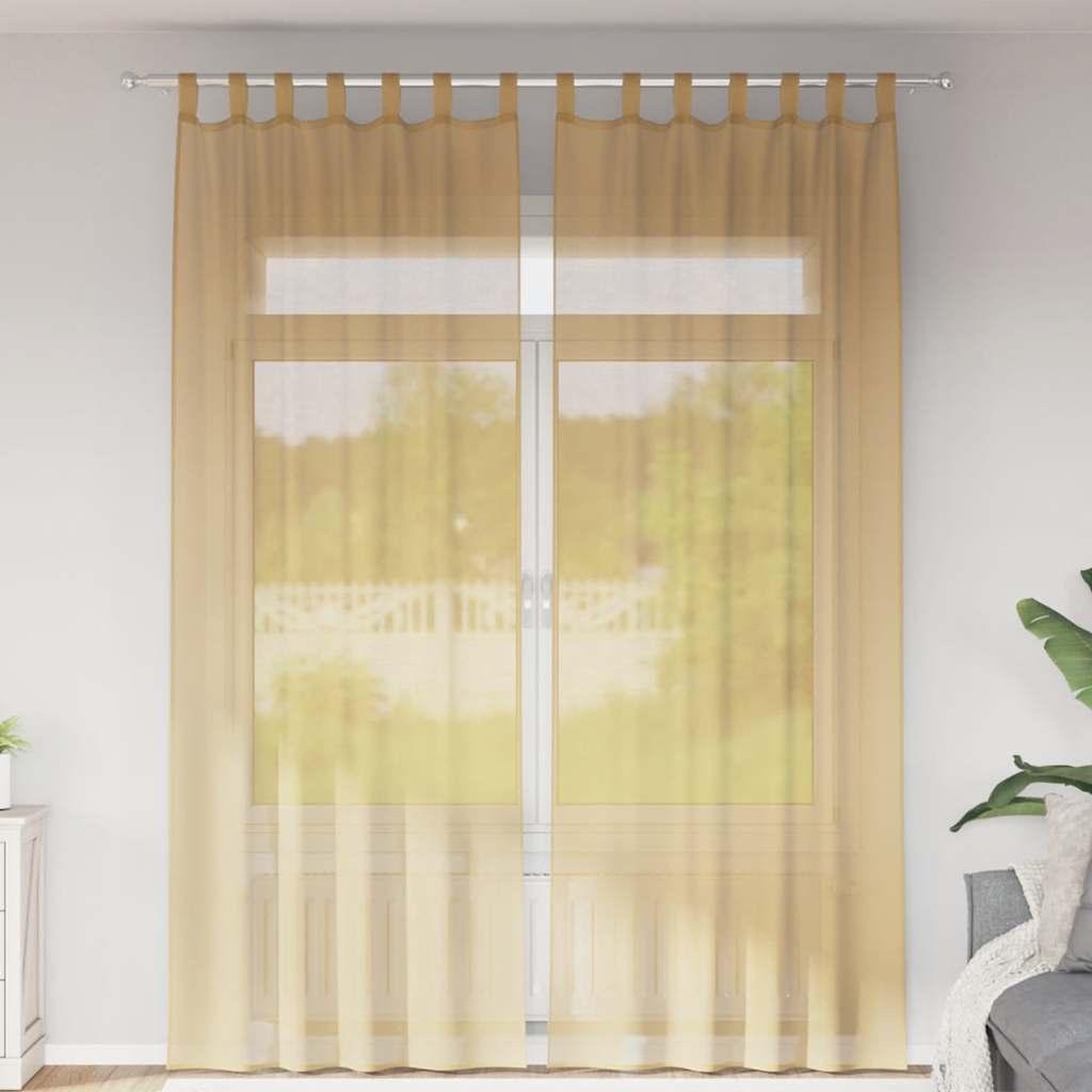 VIDAXL Rideaux en voile avec passe-tringles 2 pcs sable