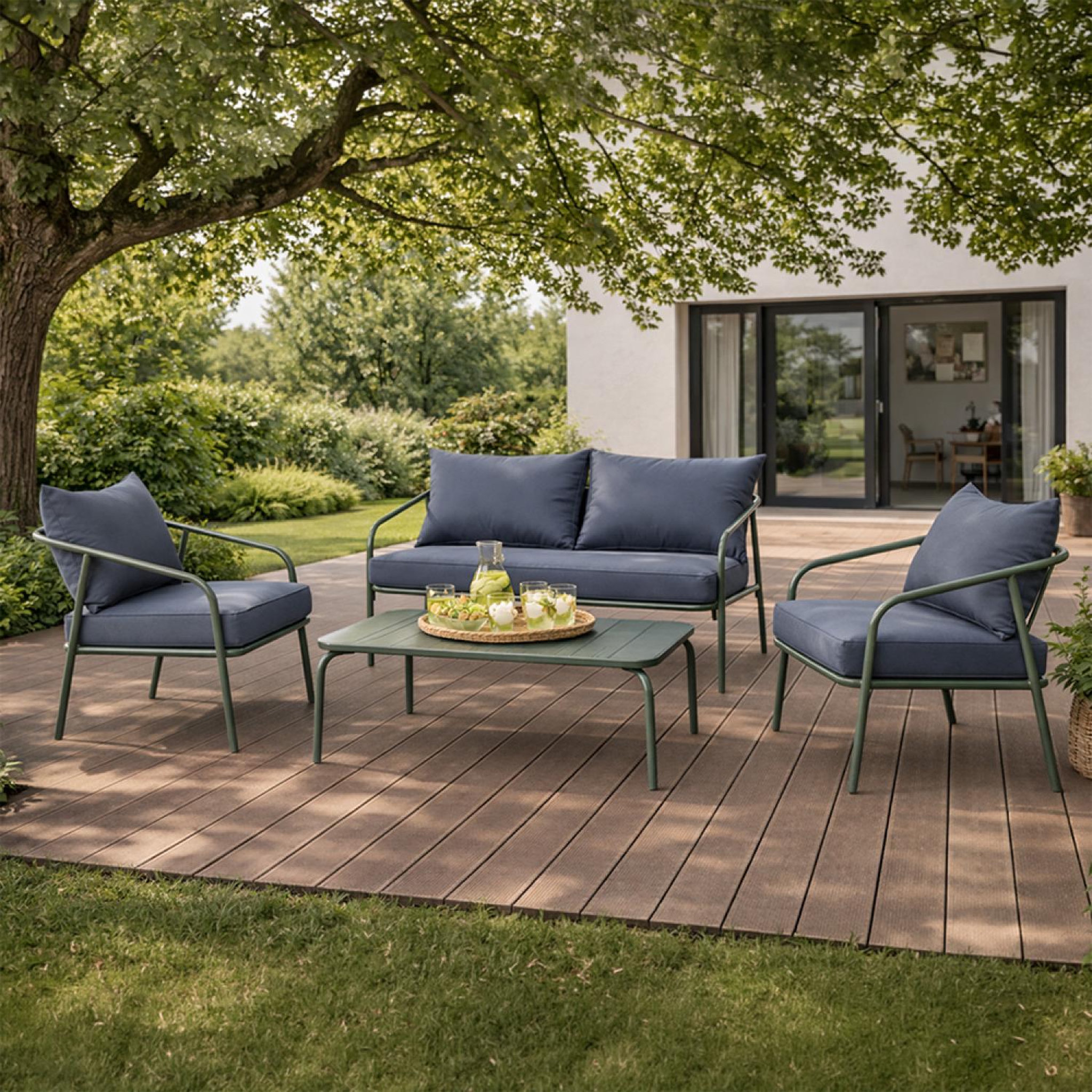 Voir la diapositive 4 : CONCEPT USINE Salon de jardin 4 places kaki bergame