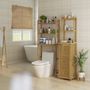 Voir la diapositive 2 : HOMCOM Meuble colonne salle de bain style naturel porte niche 4 étagères bambou
