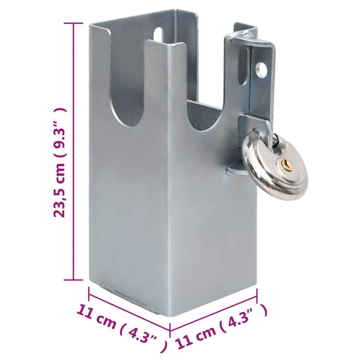 VIDAXL Verrou de l'attelage Argente 11x11x23,5 cm Acier