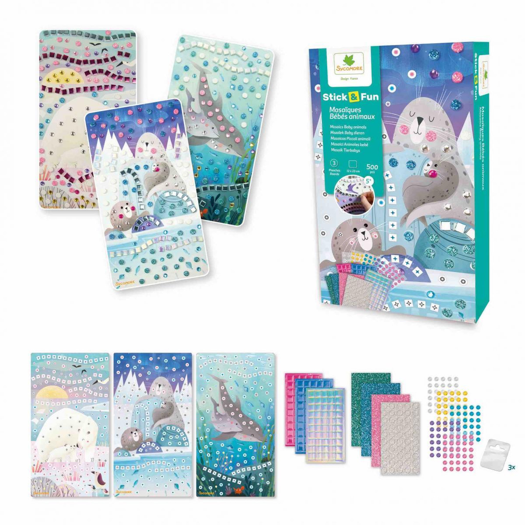 Voir la diapositive 2 : Au Sycomore Stick n Fun 3 Mosaiques bebe animaux