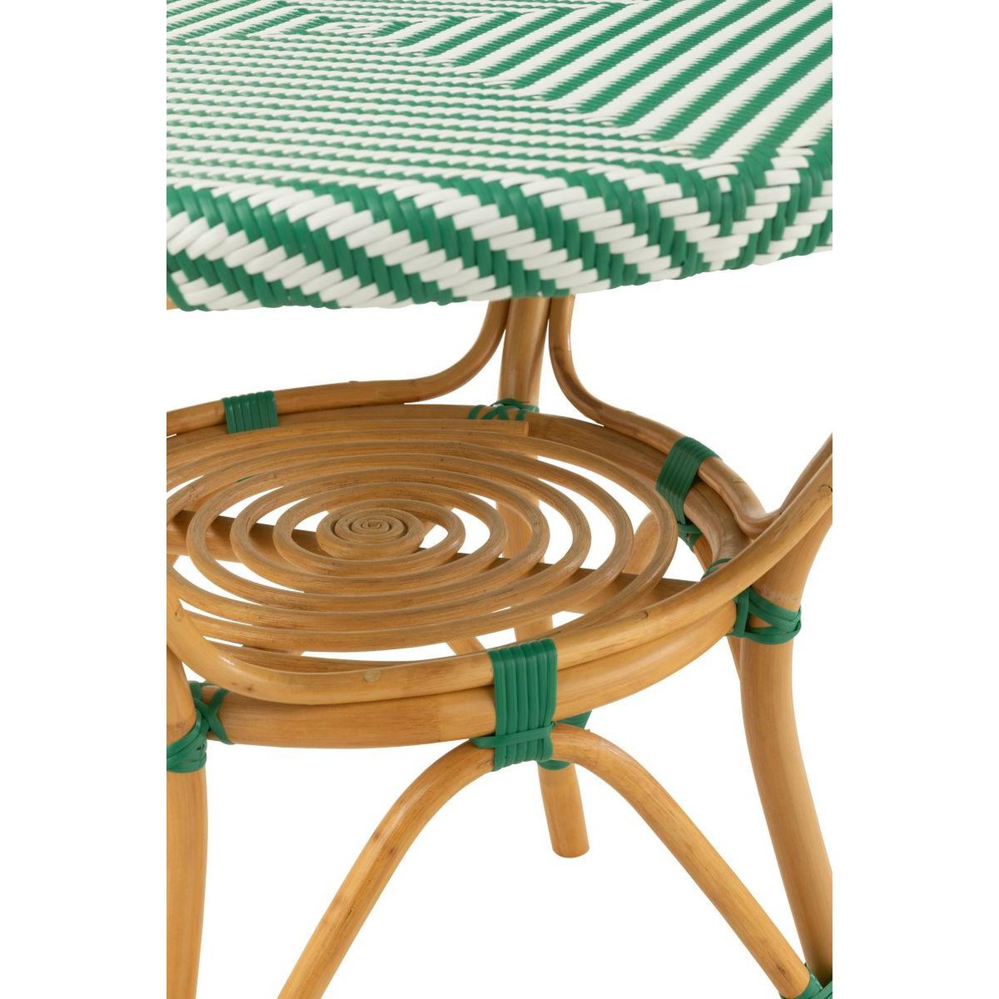 Voir la diapositive 3 : J-LINE Table à manger en rotin  danial  90cm vert foncé