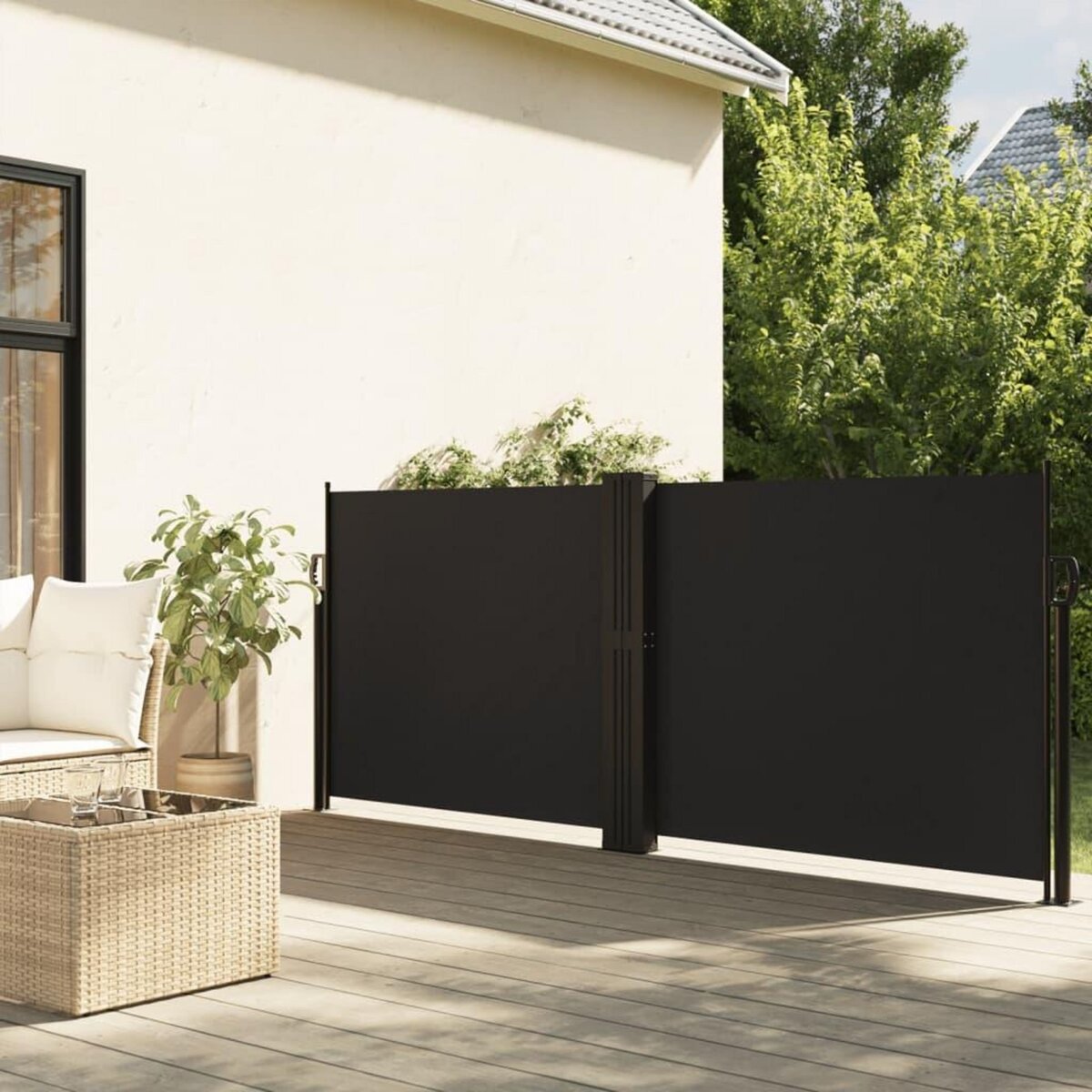 VIDAXL Auvent lateral retractable noir 140x1200 cm