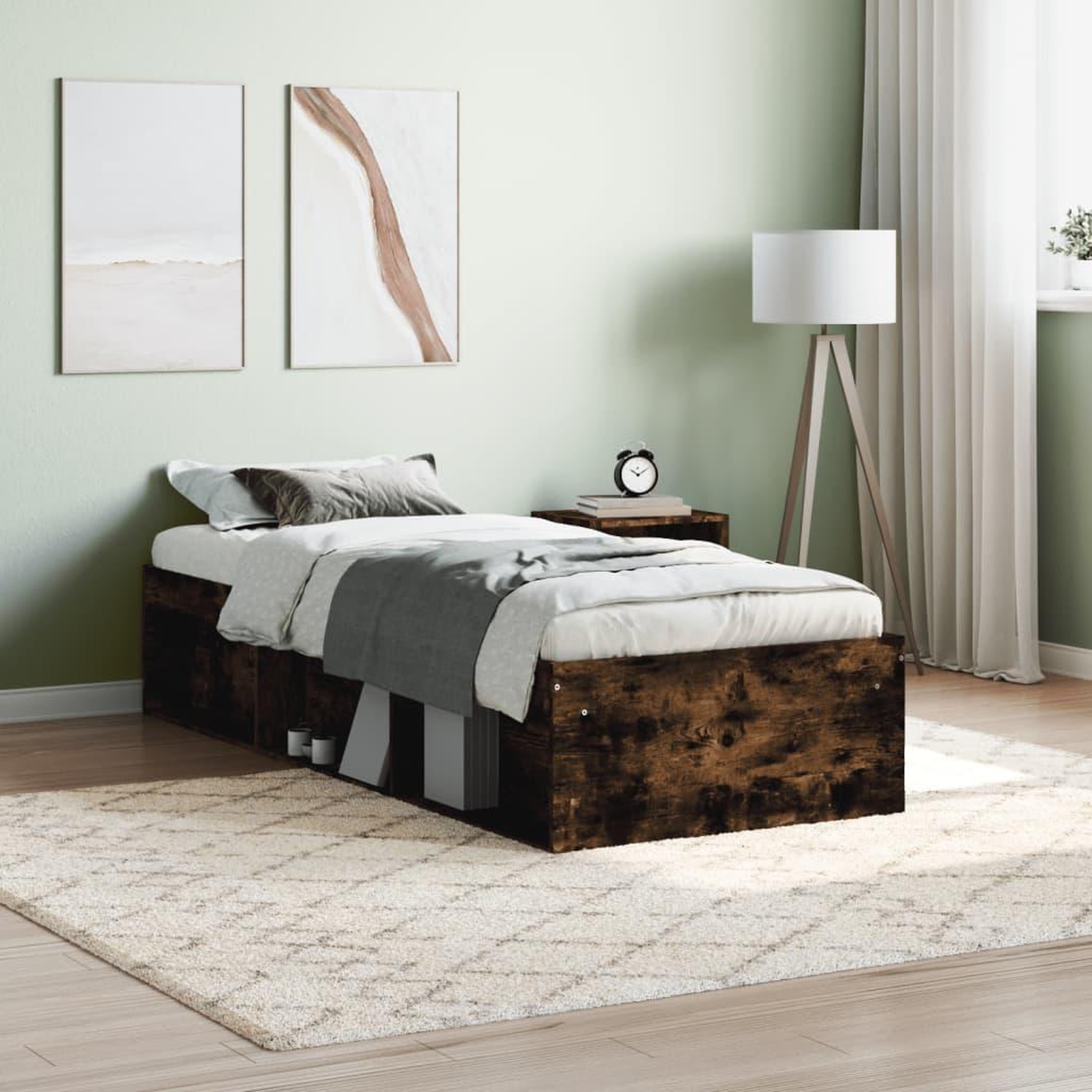 VIDAXL Cadre de lit sans matelas chene fume 75x190 cm