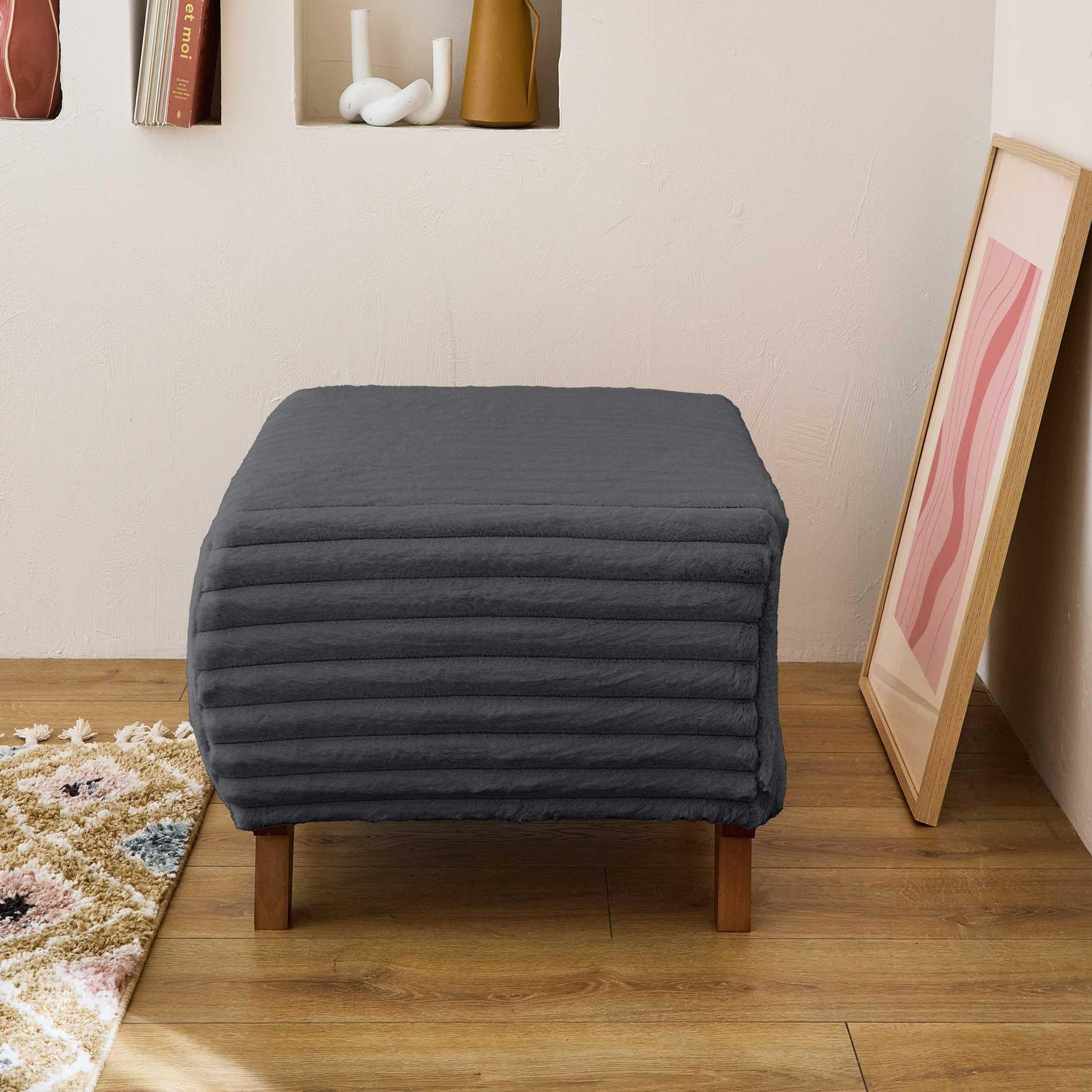 Voir la diapositive 2 : BEST MOBILIER Cristal - pouf modulable - 65 cm - en fausse fourrure côtelée