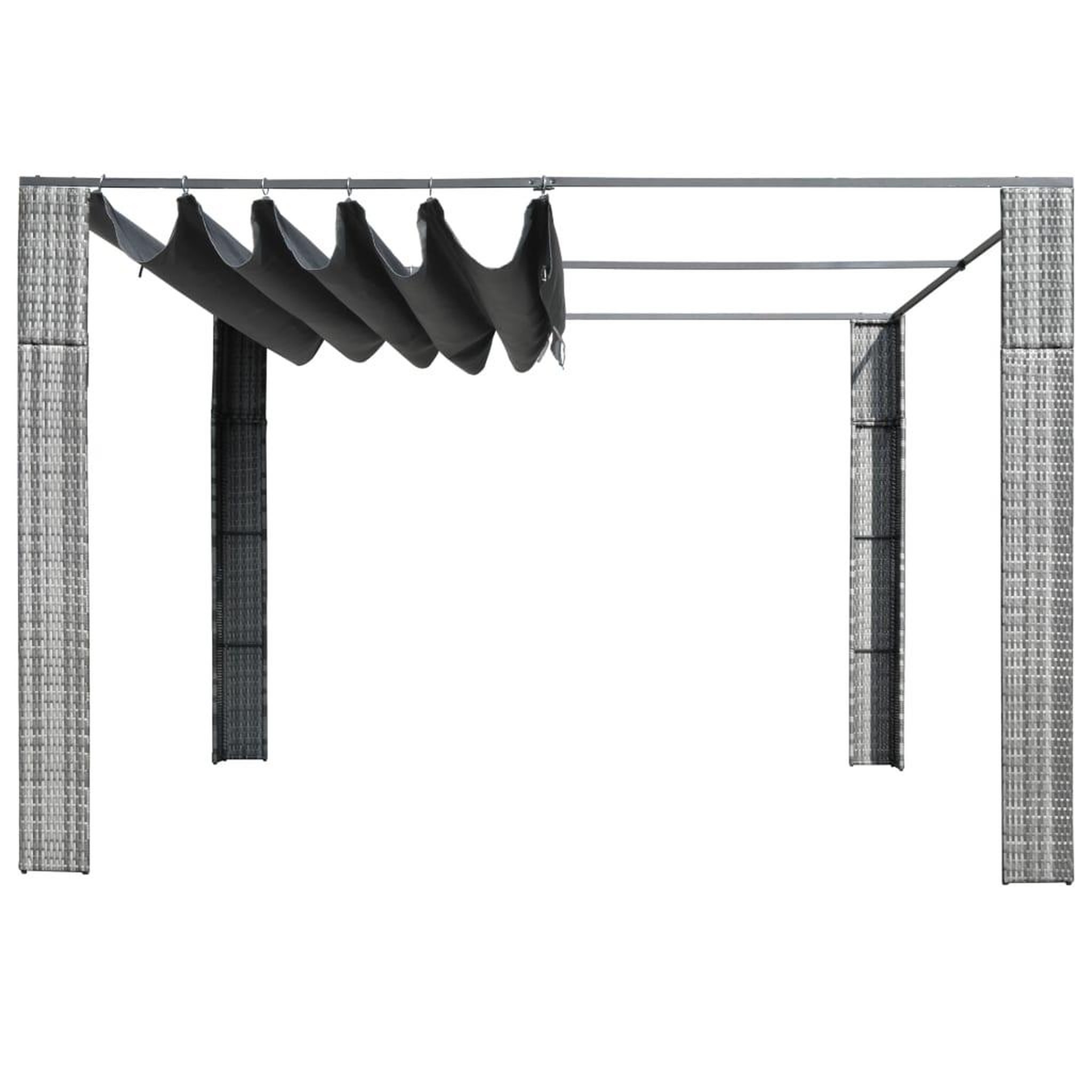 Voir la diapositive 2 : VIDAXL Tonnelle et toit Resine tressee 300x300x200cm Gris / anthracite