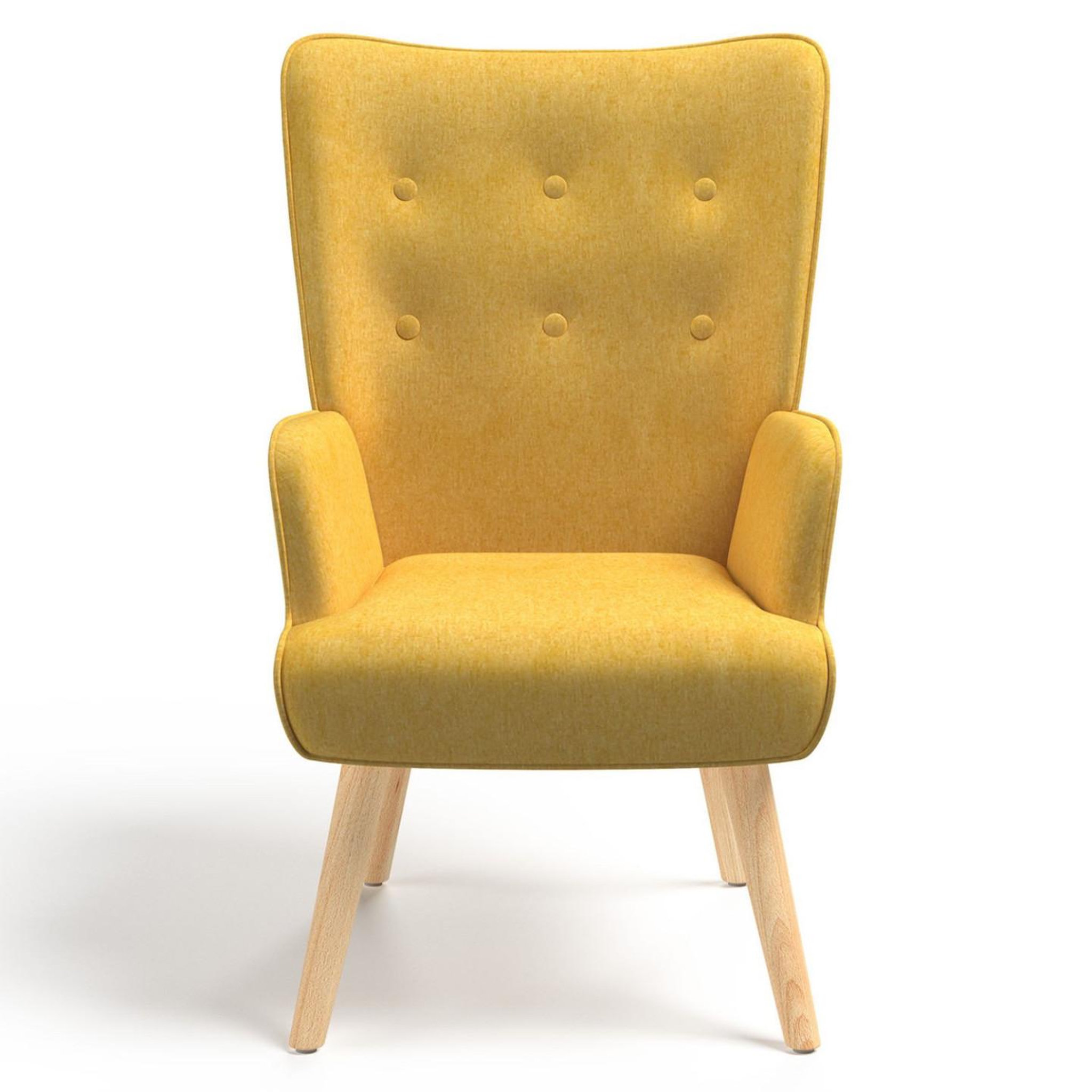 ID MARKET Fauteuil scandinave ivar en tissu jaune