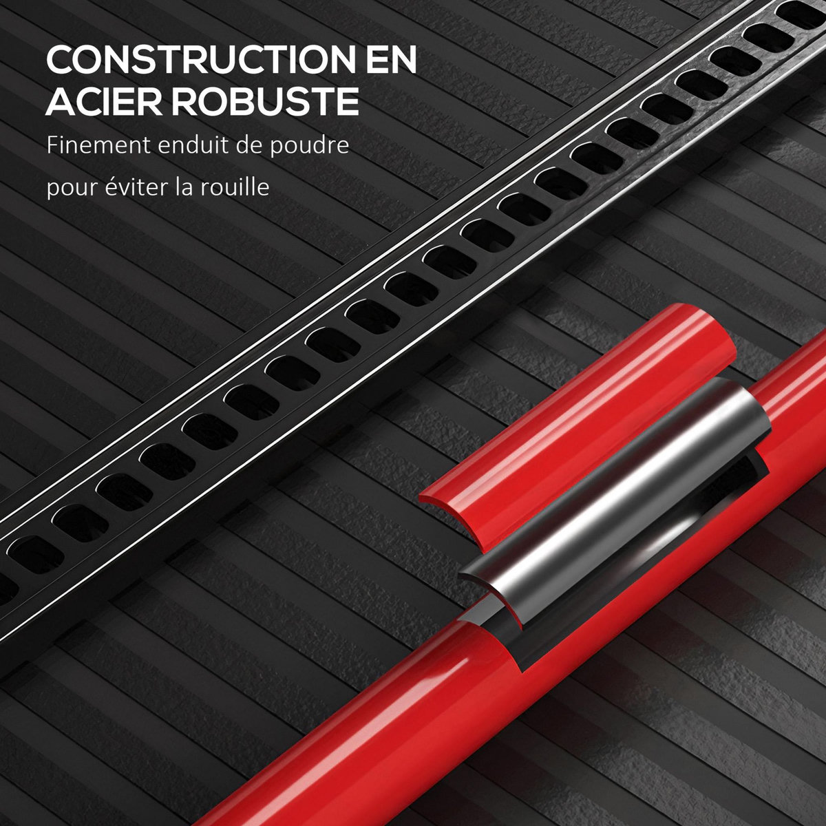 HOMCOM Cric agricole manuel - cric de fosse - 3 tonnes 120 cm - acier noir rouge